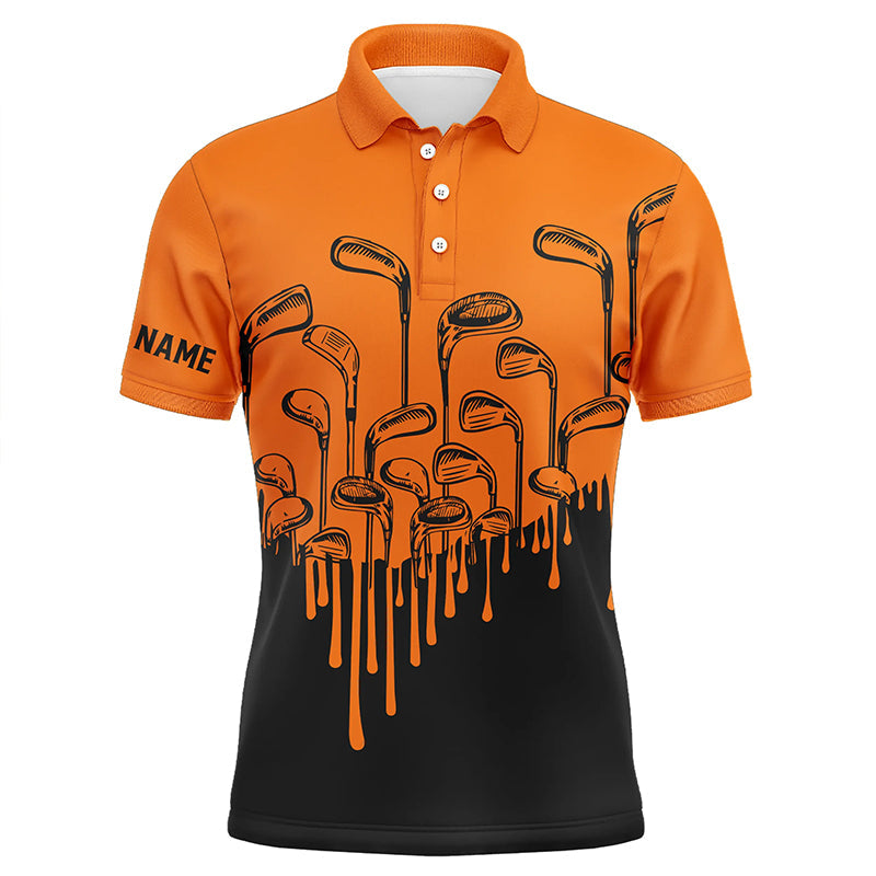 Orange and black Halloween golf clubs golf polo shirts custom male golf attire