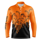 Orange and black Halloween golf clubs golf polo shirts custom male golf attire