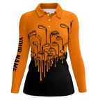 Orange and black Halloween golf clubs golf polo shirts female golf attire, golfing gifts