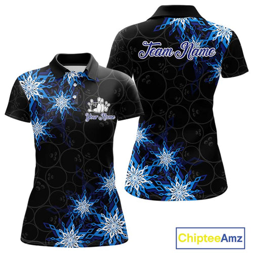Blue snowflake black camo Christmas Bowling Shirt custom bowling team jersey, bowling gifts