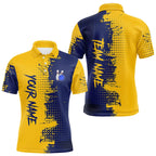 Blue and Yellow Bowling Polo, Quarter Zip shirts Custom Bowling Team Jerseys