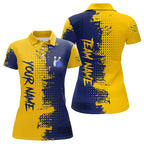 Blue and Yellow Bowling Polo, Quarter Zip shirts Custom Bowling Team Jerseys