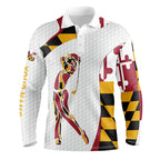 Personalized Maryland flag patriot golf white golf polo shirts custom name golf gifts