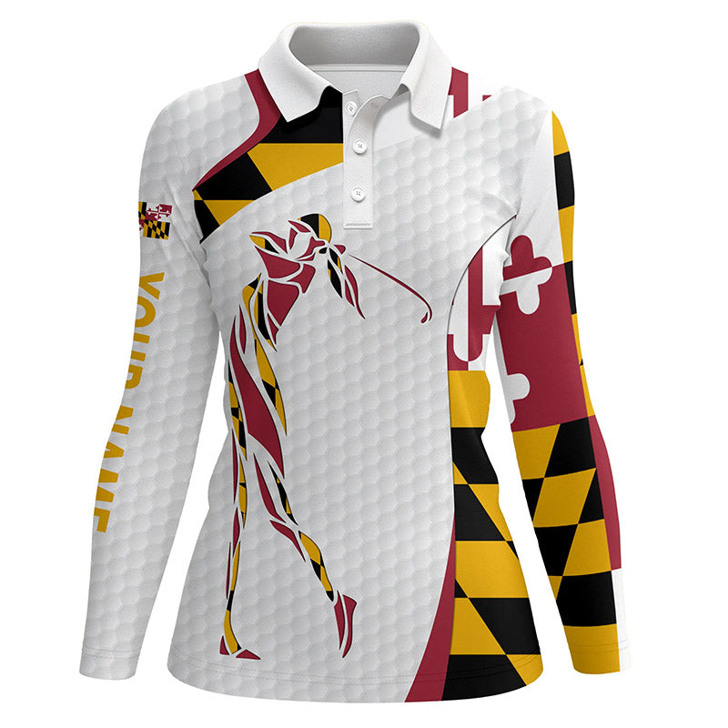 Personalized Maryland flag patriot golf white golf polo shirts custom name golf gifts