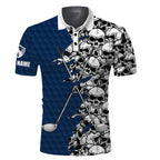 long sleeve golf tops polo blue pattern skull golf clubs custom name golf performance shirts