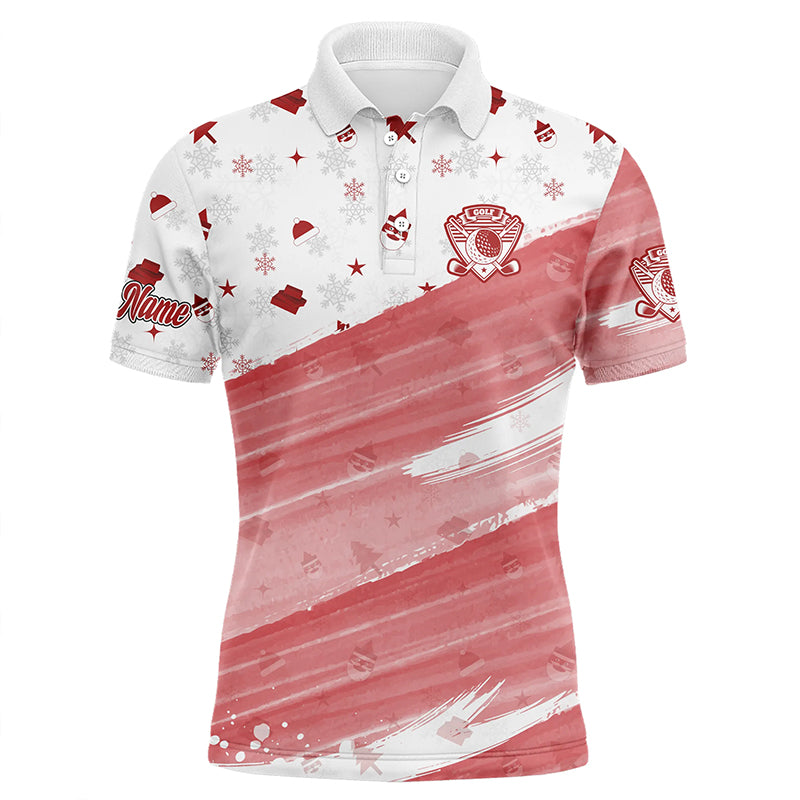 golf polo shirts custom white and red Christmas pattern golf attire