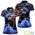 Smoke American Flag Eagle Blue Flame Bowling Shirts Custom patriotic Team Bowling jerseys