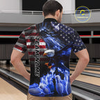 Smoke American Flag Eagle Blue Flame Bowling Shirts Custom patriotic Team Bowling jerseys
