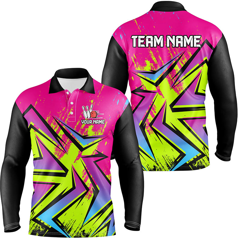 Colorful Bowling Polo, Quarter Zip Shirts Custom Bowling Team Jersey, Gift For Bowlers