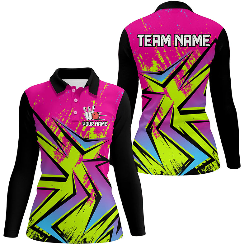 Colorful Bowling Polo, Quarter Zip Shirts Custom Bowling Team Jersey, Gift For Bowlers