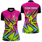 Colorful Bowling Polo, Quarter Zip Shirts Custom Bowling Team Jersey, Gift For Bowlers