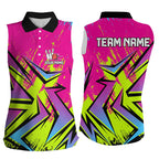 Colorful Bowling Sleeveless Polo Shirts Custom Bowling Team Jersey, Gift For Bowlers
