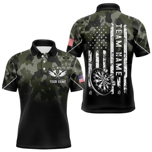 Black Green Camo Darts Shirts Custom American Flag patriotic Team Darts Jersey
