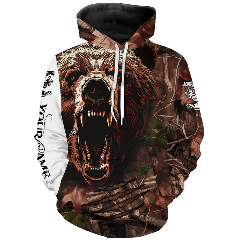 Bear Hunting Camo Customize Name 3D All Over Printed Shirts Personalized Hunting gifts