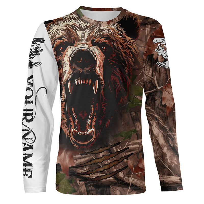 Bear Hunting Camo Customize Name 3D All Over Printed Shirts Personalized Hunting gifts