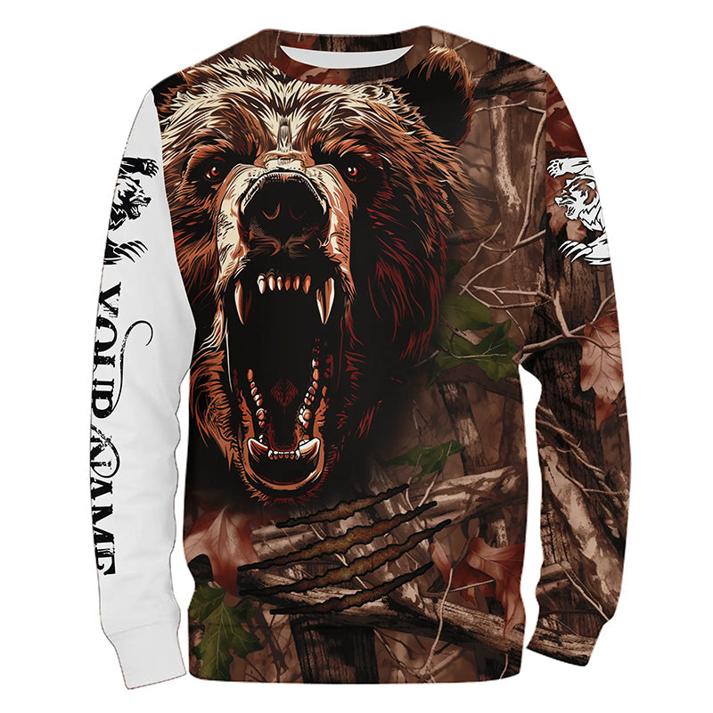 Bear Hunting Camo Customize Name 3D All Over Printed Shirts Personalized Hunting gifts