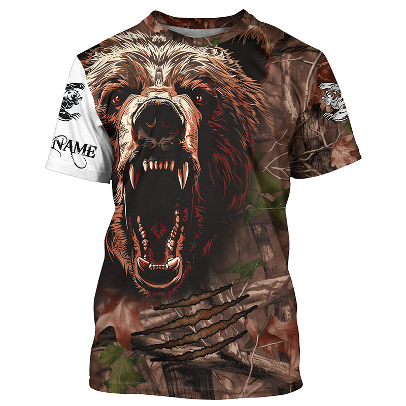 Bear Hunting Camo Customize Name 3D All Over Printed Shirts Personalized Hunting gifts