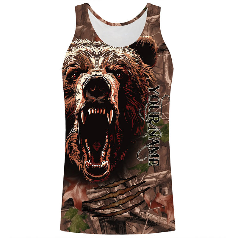 Bear Hunting Camo Customize Name 3D All Over Printed Shirts Personalized Hunting gifts
