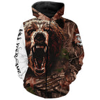 Bear Hunting Camo Customize Name 3D All Over Printed Shirts Personalized Hunting gifts