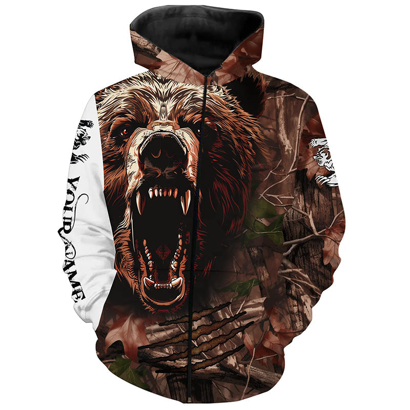 Bear Hunting Camo Customize Name 3D All Over Printed Shirts Personalized Hunting gifts