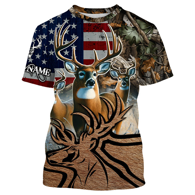 American Deer hunting camouflage shirt Customize Name 3D All Over Printed Shirts