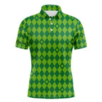 Personalized Green argyle pattern golf polo shirts Custom St Patrick day golf tops