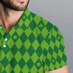 Personalized Green argyle pattern golf polo shirts Custom St Patrick day golf tops