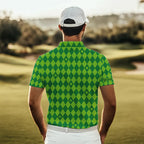Personalized Green argyle pattern golf polo shirts Custom St Patrick day golf tops