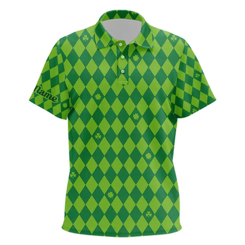 Personalized Green argyle pattern golf polo shirts Custom St Patrick day golf tops