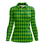 Personalized Green argyle pattern golf polo shirts Custom St Patrick day golf tops