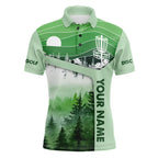 Mint Green Forest Retro Disc golf polo shirts custom name disc golf jerseys, disc golf apparel