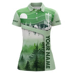 Mint Green Forest Retro Disc golf polo shirts custom disc golf jerseys, disc golf apparel