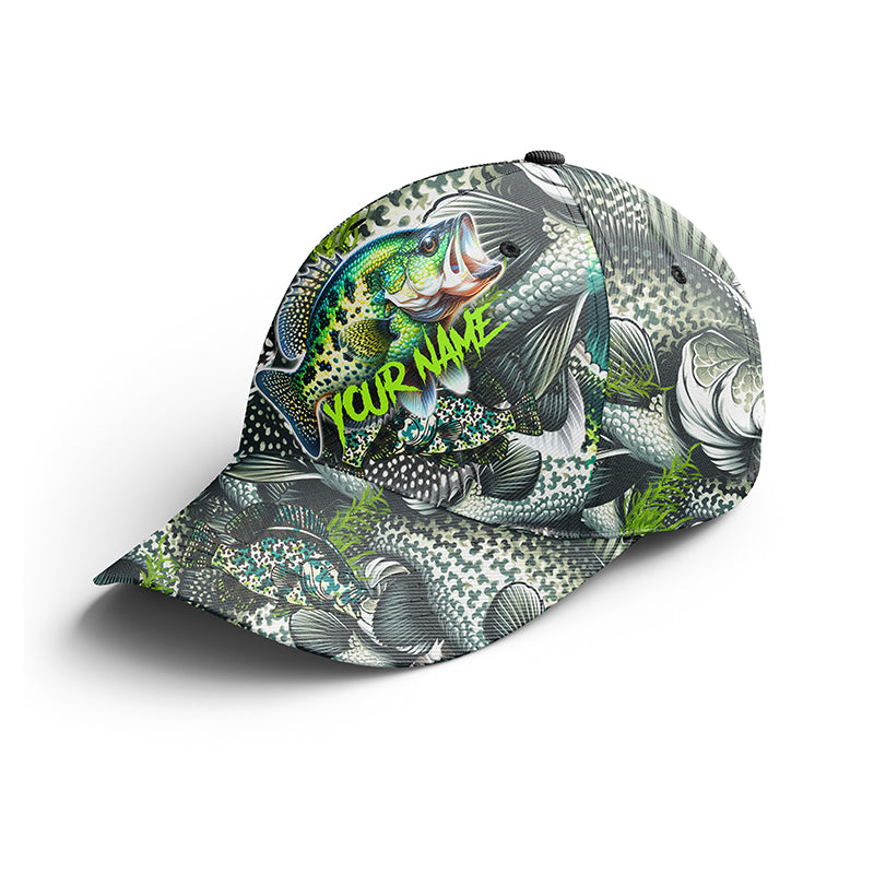 Crappie fishing green scale Custom fishing hat Unisex Fishing Baseball Angler hat cap