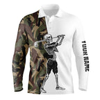Funny Skull Golf polo shirts golf camo pattern custom name golf apparel
