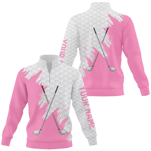 White golf ball pattern custom golf clubs Quarter zip golf sweatshirt, team golf sweater tops