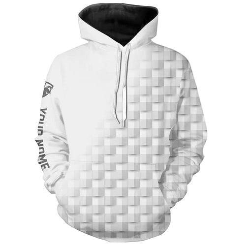 White and gray pattern custom name Golf Hoodies, golf apparel