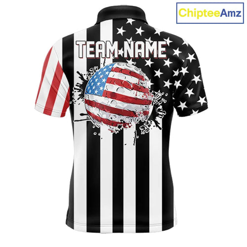's golf polo shirts custom Red, white and black American flag golf tops, best golf gifts
