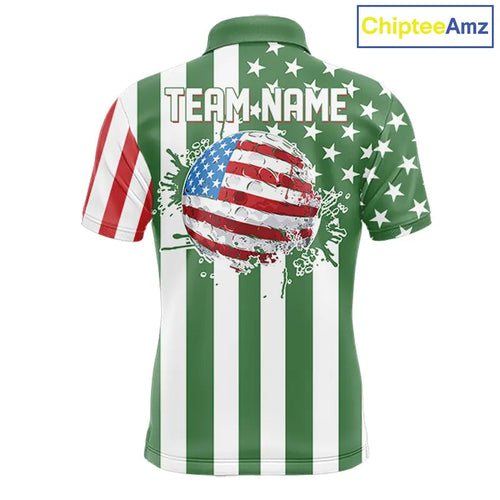 's golf polo shirts custom Red, white and green American flag golf tops, best golf gifts