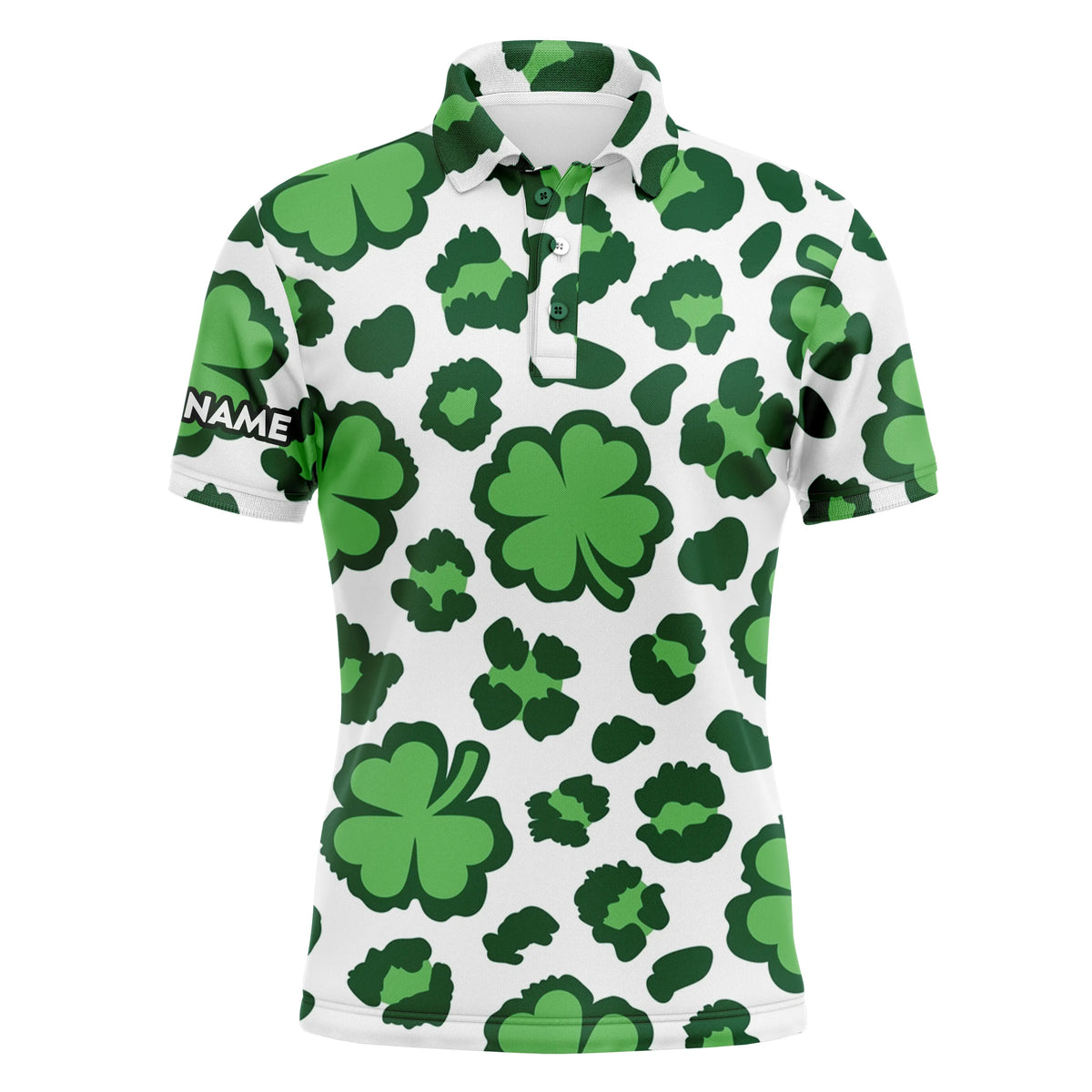 Funny golf polo shirt clover and leopard pattern St. Patrick's Day custom name golfing gifts