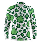 Funny golf polo shirt clover and leopard pattern St. Patrick's Day custom name golfing gifts