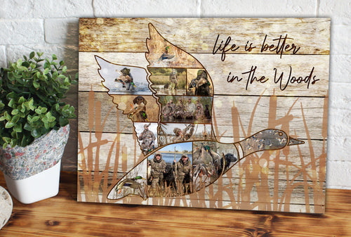 Duck Canvas Wall Art custom photo and text, duck wall decor, Duck hunting gift for him, hunting gift