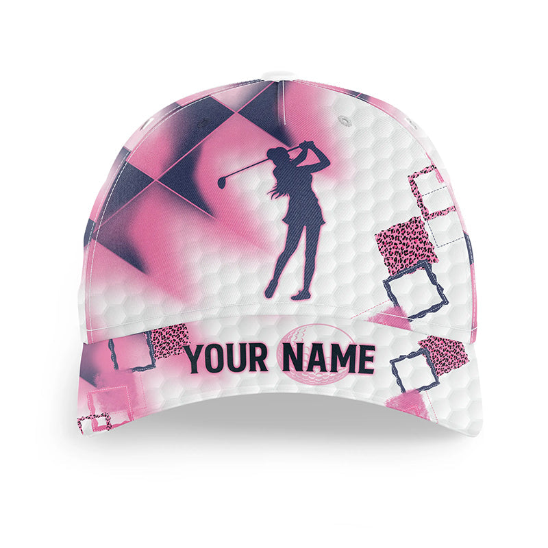 Pink golf hat custom name golf cap hat, gift for golf lovers