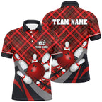 Red Plaid Christmas pattern Bowling shirts Custom Team Bowling Jerseys Xmas Gift For Bowlers
