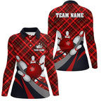 Red Plaid Christmas pattern Bowling shirts Custom Team Bowling Jerseys Xmas Gift For Bowlers