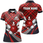 Red Plaid Christmas pattern Bowling shirts Custom Team Bowling Jerseys Xmas Gift For Bowlers