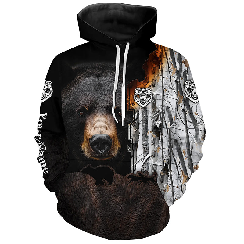 Black bear hunting dog winter camo Customize 3D All Over Printed Shirts Personalized hunting apparel