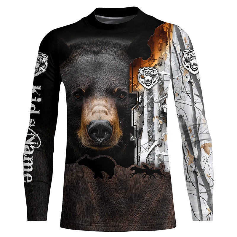 Black bear hunting dog winter camo Customize 3D All Over Printed Shirts Personalized hunting apparel