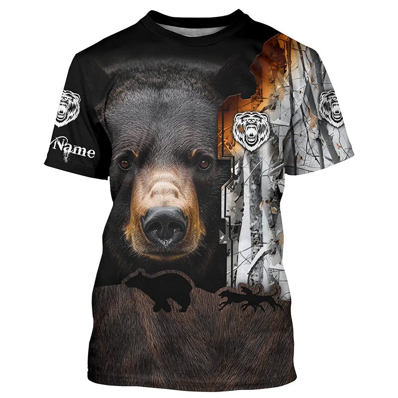 Black bear hunting dog winter camo Customize 3D All Over Printed Shirts Personalized hunting apparel