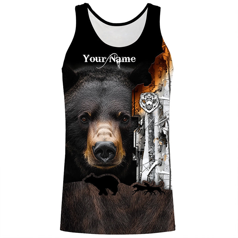 Black bear hunting dog winter camo Customize 3D All Over Printed Shirts Personalized hunting apparel