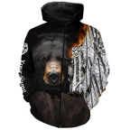 Black bear hunting dog winter camo Customize 3D All Over Printed Shirts Personalized hunting apparel